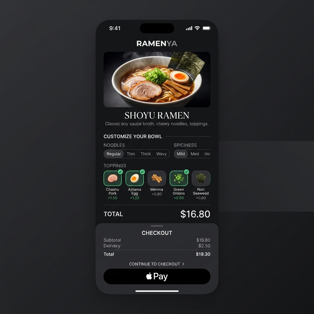 Miso Noodle Bar Direct Ordering App Mockup